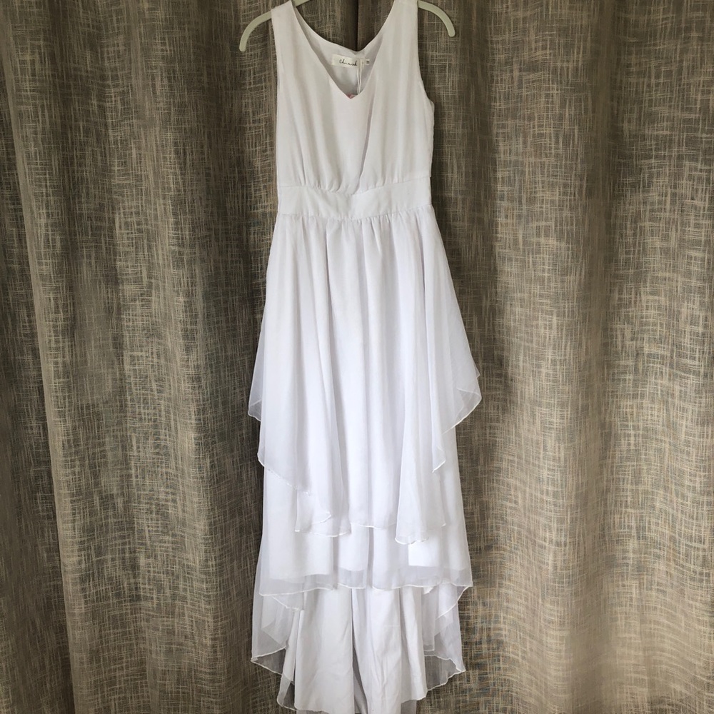 NWT Chicwish White Flowy High Low Dress